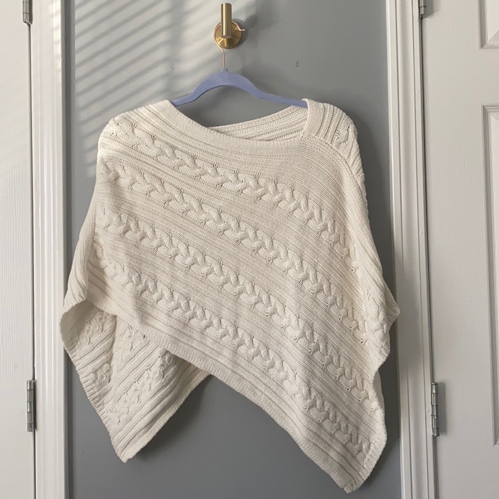 Ann Taylor Loft White Poncho
